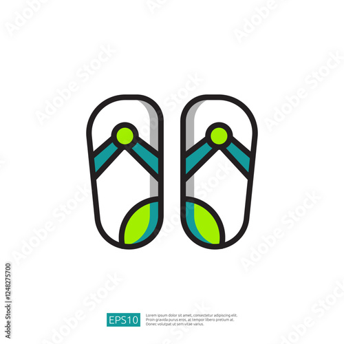 Stylish Flip Flops with Green and Blue Designs on White Backgrounds. A Modern Accessory for Casual Wear. Perfect for Beach Days.  Beach-Style Sandals. Summer Vacation Relaxation