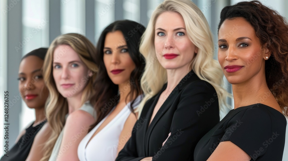 Stylish Women Posing Together In Corporate Space Stylish Women Posing Together In Corporate Space