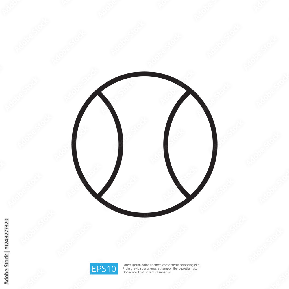Minimalist Line Icon of a Tennis Ball Representing Sports Activity and Recreational Fun Ideal for Graphic Design and Travel-Themed Projects Minimalist Line Icon of a Tennis Ball Representing Sports Activity and Recreational Fun Ideal for Graphic Design and Travel-Themed Projects