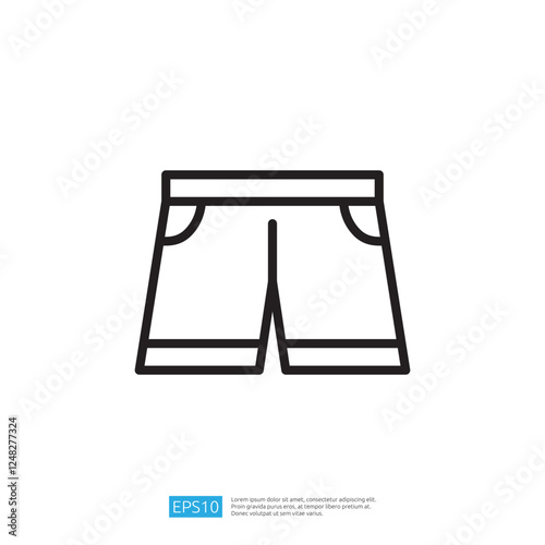 Simple and Minimalist Outline of Casual Shorts Apparel Icon on White Background for Fashion and Clothing Design Concepts