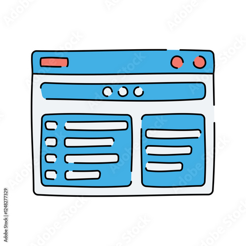 Website Dashboard, A structured webpage displaying navigation menus and content sections, representing a website interface.