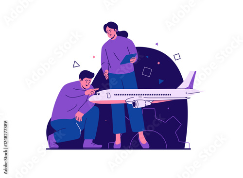 Illustration of an Aerospace Engineering Airplane