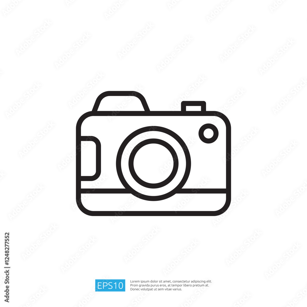 Travel Icon Featuring a Simplified Outline of a Camera Representing Photography and Travel Concept in a Minimalist Illustration Style Travel Icon Featuring a Simplified Outline of a Camera Representing Photography and Travel Concept in a Minimalist Illustration Style