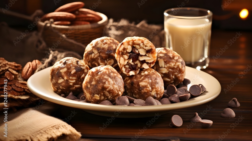 A stack of homemade energy balls made with wholesome ingredients like oats nuts and cocoa These bite size protein packed snacks are perfect for fueling up on the go as a pre or post workout treat A stack of homemade energy balls made with wholesome ingredients like oats nuts and cocoa These bite size protein packed snacks are perfect for fueling up on the go as a pre or post workout treat