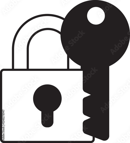 key icon, lock icon, vector illustration