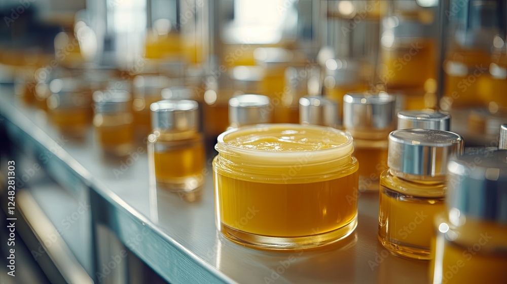 Production of Sunscreen at the modern factory Production of Sunscreen at the modern factory