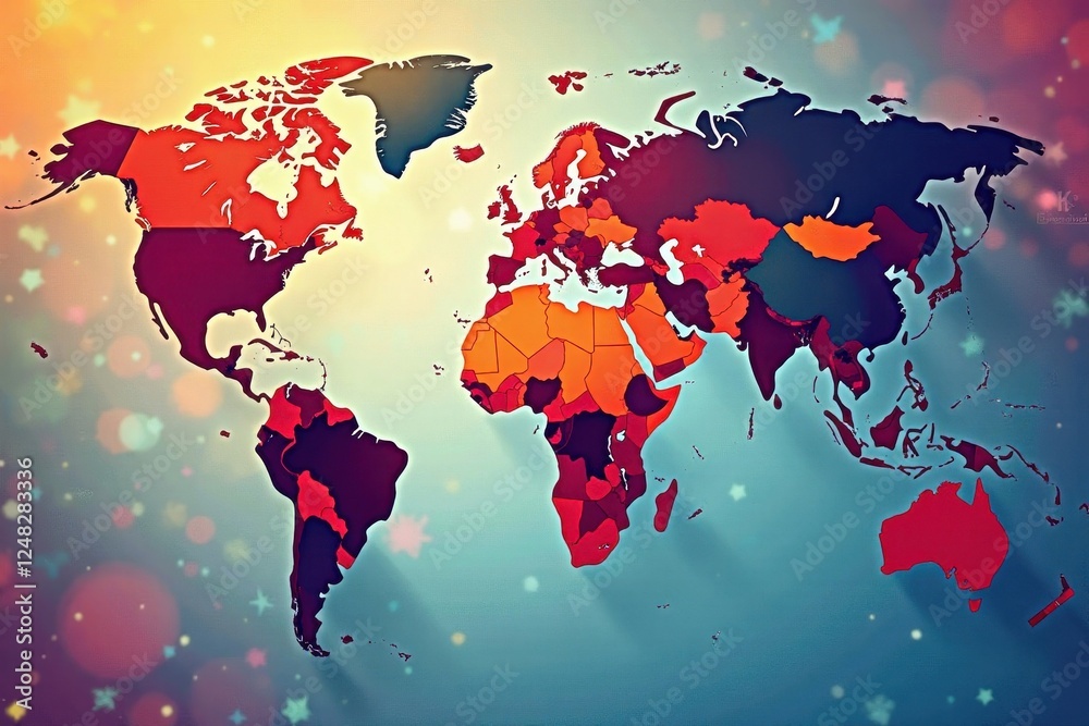 Fototapeta premium Stylized vector world map pattern, abstract design, international, background, clean