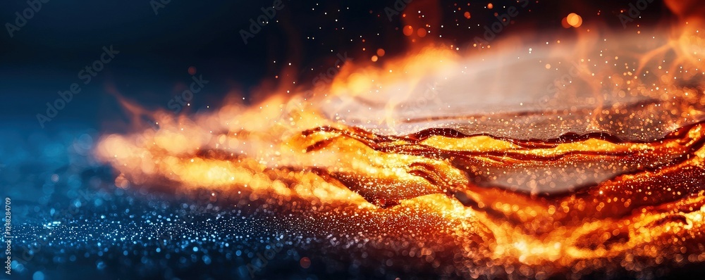 Fototapeta premium Law transformation concept. Vibrant fire and water colors blending in dynamic motion.