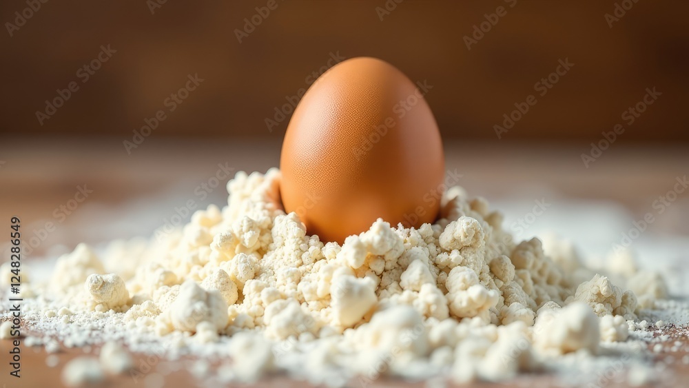 egg in flour. Ingredients for homemade pasta cooking. Preparing dough for baking egg in flour. Ingredients for homemade pasta cooking. Preparing dough for baking