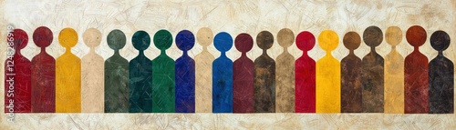 Abstract figures of people of different colors, unity, diversity photo