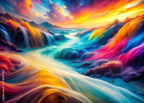 Abstract Watercolor Background, Long Exposure, Fluid Art, Swirling Colors, Vibrant Hues