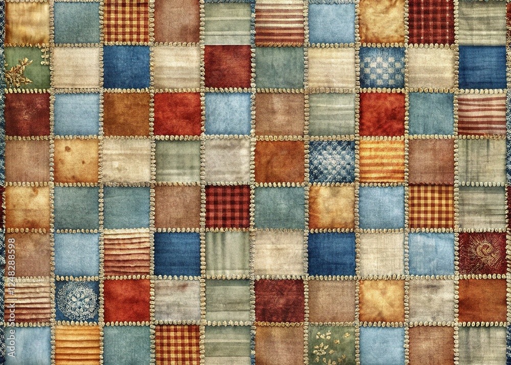 Frayed Patchwork Squares Wallpaper Texture Background - Right Copy Space Frayed Patchwork Squares Wallpaper Texture Background - Right Copy Space