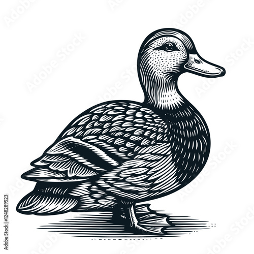 hand drawn vector illustration of a duck
