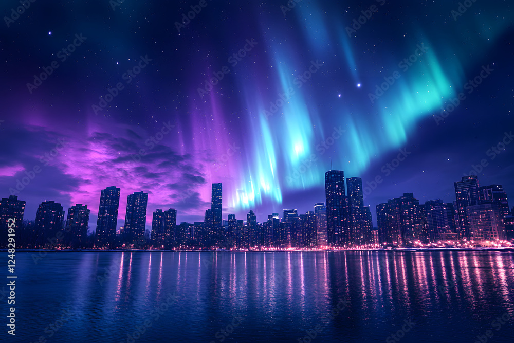 aurora in the sky of a city aurora in the sky of a city