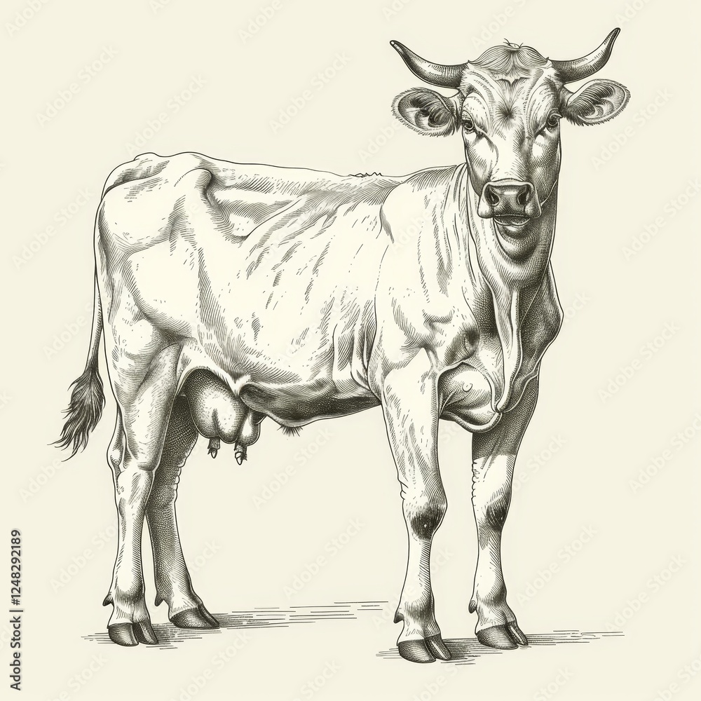 Fototapeta premium Isolated cow cutout on white background for clear visual presentation and design use