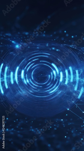Digital wave pattern. Bluetooth signal, sync technology, electronic beep. Glowing wireless connection icon. Wireless network with radar-like waves in the air

