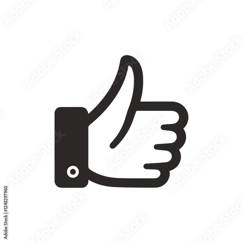 Thumbs Up Hand Icon Isolated on White Background – Simple and Clean Template Vector Illustration for Positive Feedback, Social Media, and Communication Design Projects