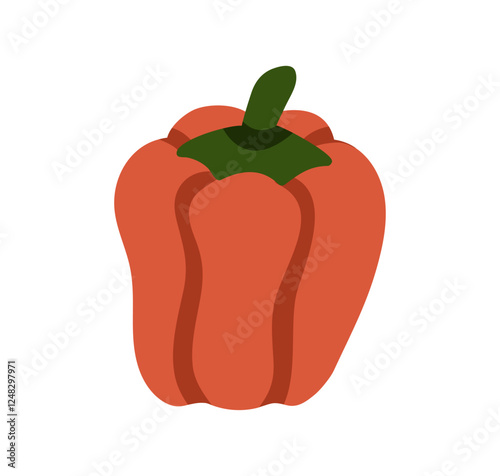 Bell pepper. Fresh natural red vegetable. Healthy vitamin nutrition. Organic farm crop. Bellpepper, sweet eating. Culinary ingredient. Flat vector illustration isolated on white background