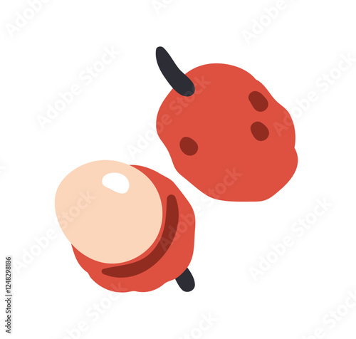 Lychee, tropical fruit. Exotic fresh sweet lichi, juicy nut pulp. Healthy vit...