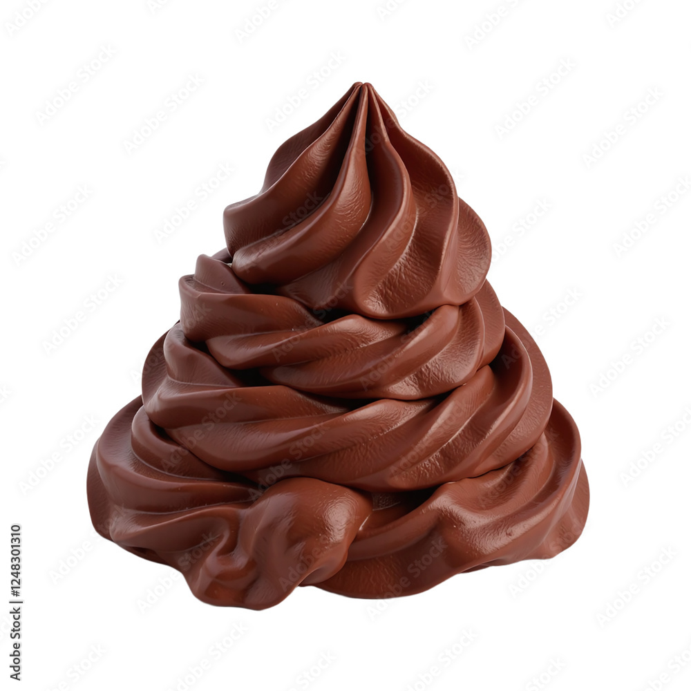 Close-up of a swirl of rich, brown chocolate cream against a cut out background. Close-up of a swirl of rich, brown chocolate cream against a cut out background.