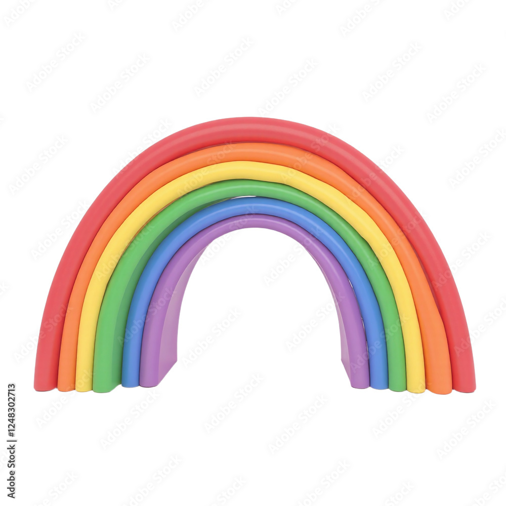 Fototapeta premium A vibrant 3D rendering of a colorful rainbow on a cut out background.
