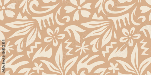 Hand drawn minimal abstract organic shapes pattern. Collage contemporary print. Fashionable template for design.