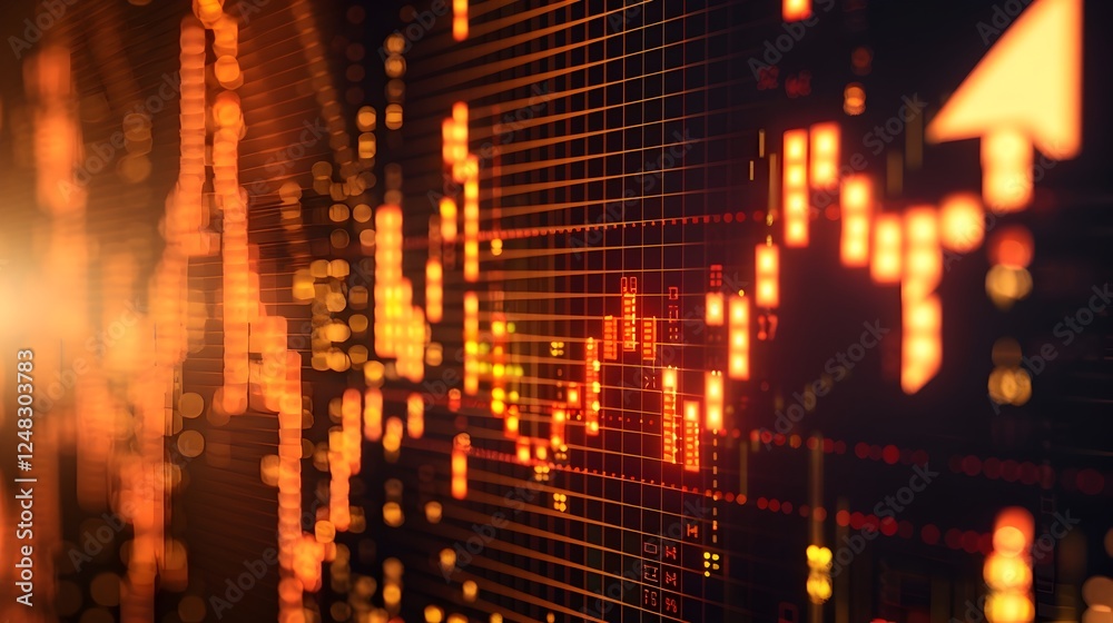 Obraz premium Futuristic Financial Data Soaring to New Heights Successful Market Growth