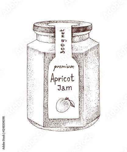 Apricot jam in a jar vector