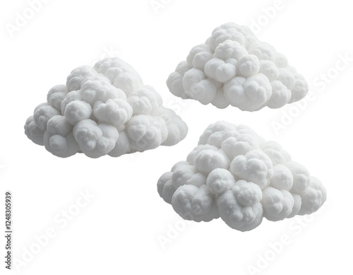  Collection of random shapes of abstract clouds. Cumulus different views clip art isolated on white background