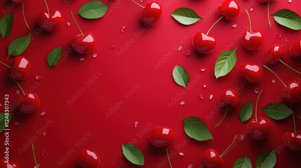 Vibrant cherry background with lush organic texture suitable for wallpapers and digital designs Vibrant cherry background with lush organic texture suitable for wallpapers and digital designs