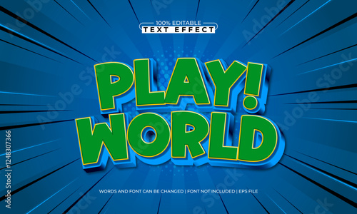 play world editable text effect with a play and kids text style