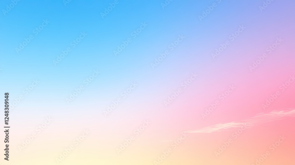 Naklejka premium Serene gradient sky transitioning from blue to pink with soft clouds, ideal for tranquil backgrounds