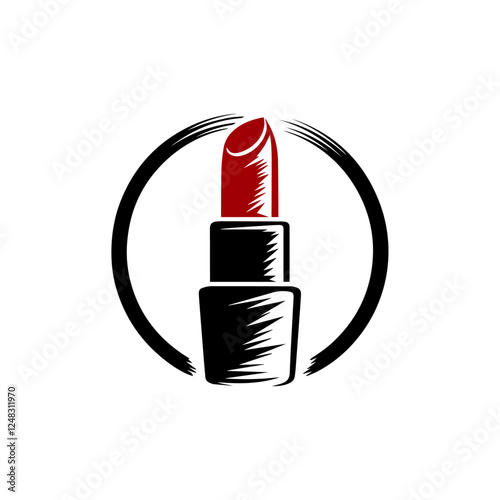 Elegant Lipstick Logo Vector Illustration Template for Makeup Background, Flyer Design, and Marketing Promotion in Beauty Cosmetics Industry
