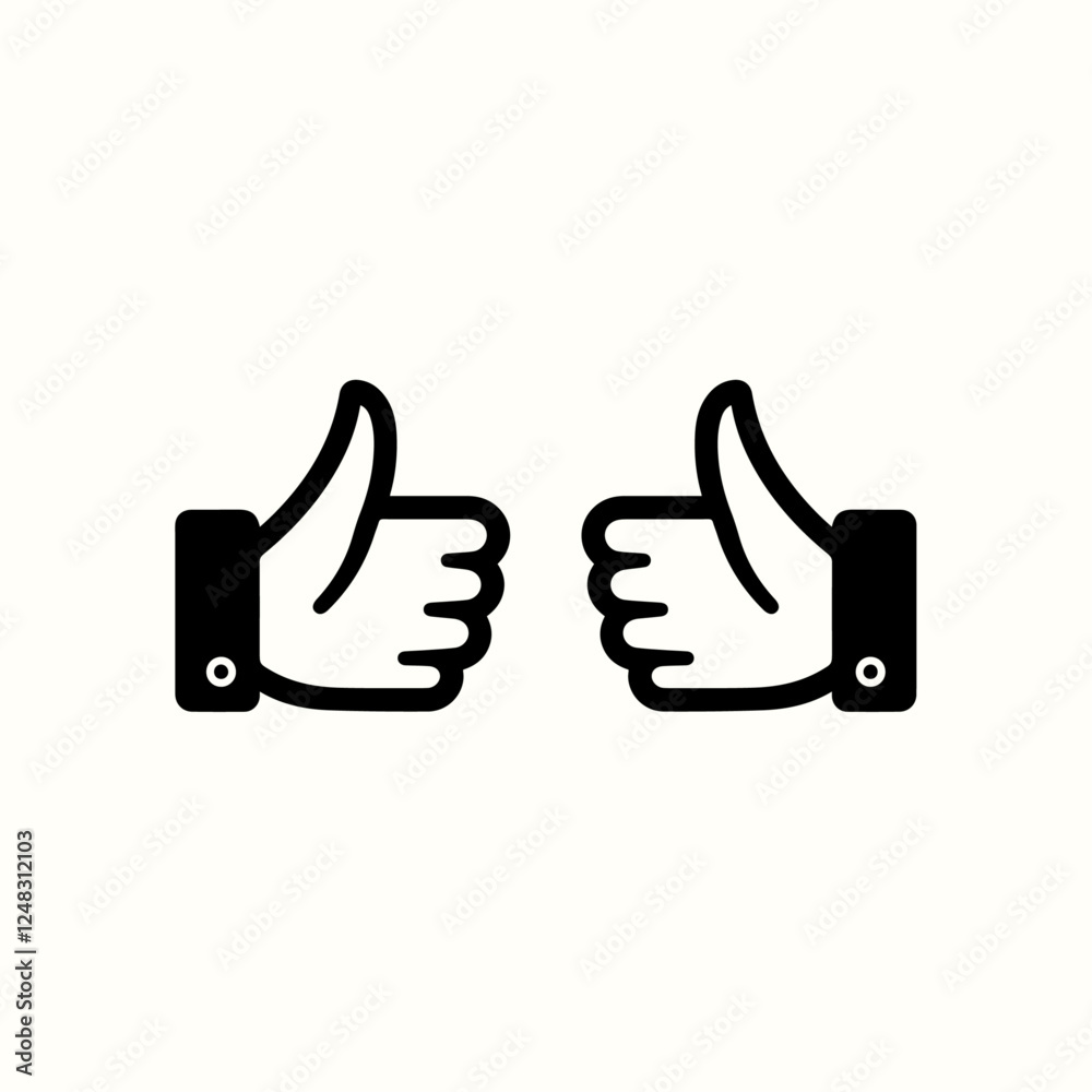 Thumbs Up Hand Icon Isolated on White Background – Simple and Clean Template Vector Illustration for Positive Feedback, Social Media, and Communication Design Projects Thumbs Up Hand Icon Isolated on White Background – Simple and Clean Template Vector Illustration for Positive Feedback, Social Media, and Communication Design Projects