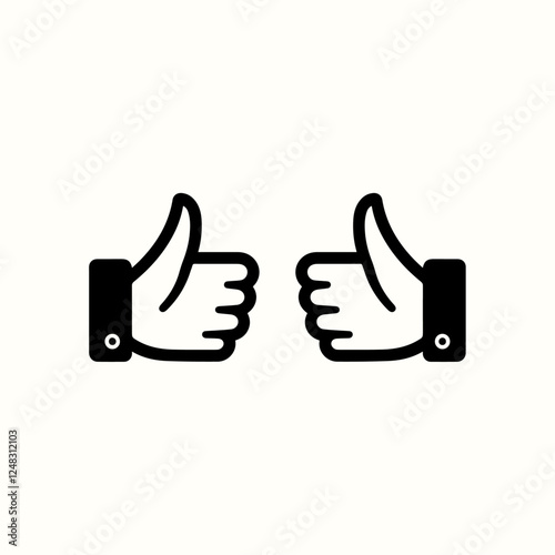 Thumbs Up Hand Icon Isolated on White Background – Simple and Clean Template Vector Illustration for Positive Feedback, Social Media, and Communication Design Projects