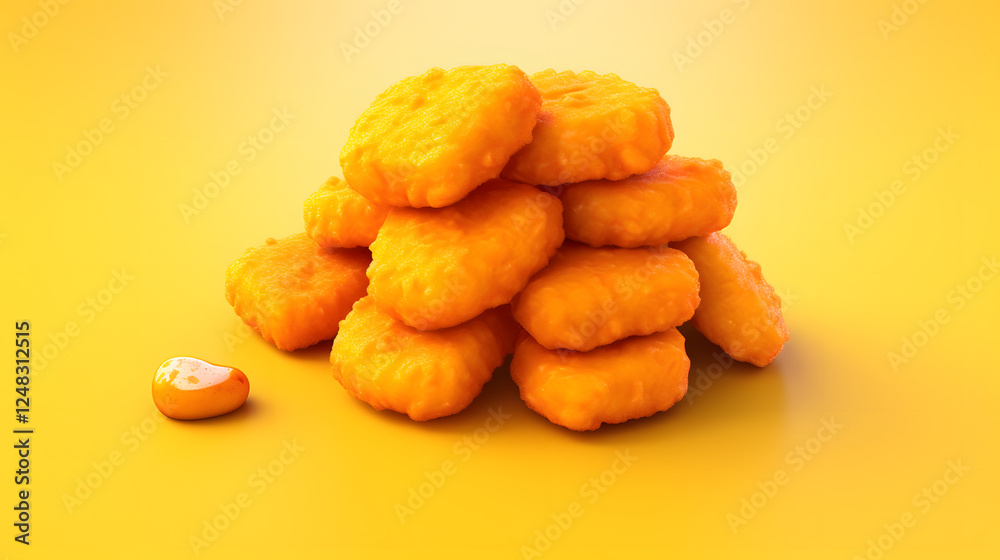 Chicken Nuggets isometric Cartoon 3D Chicken Nuggets isometric Cartoon 3D