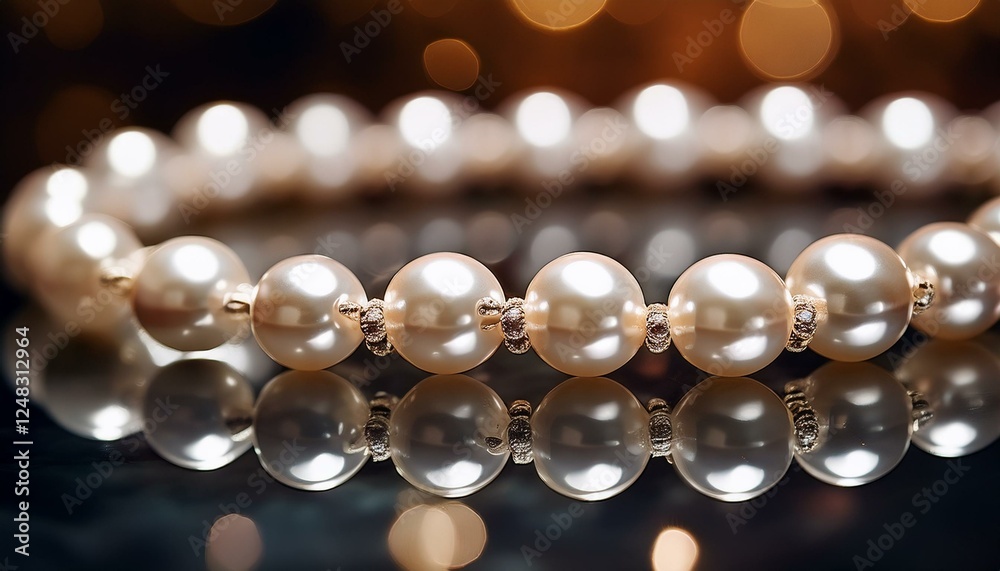 An artistic shot of a string of pearls, with soft reflections and delicate highlights, capturing the elegance and beauty of the jewelry in a subtle and refined way. An artistic shot of a string of pearls, with soft reflections and delicate highlights, capturing the elegance and beauty of the jewelry in a subtle and refined way.