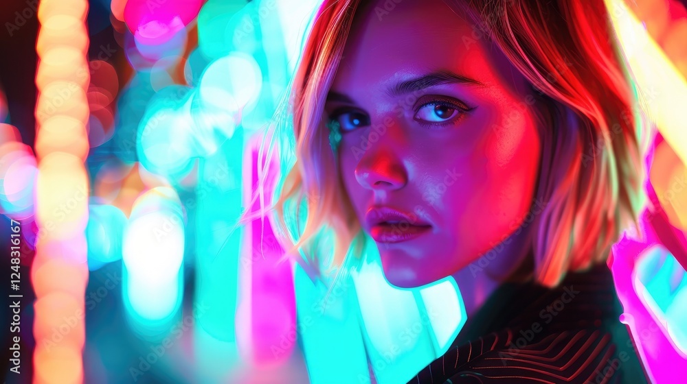 Modern Beauty In Colorful Neon Light Mystery Modern Beauty In Colorful Neon Light Mystery