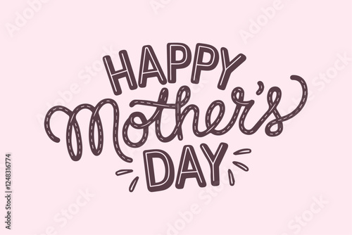 Happy Mother's Day Written in Cute Typography with Creative Font and Floral Background Design for a Love-Filled Greeting Card Template and Wallpaper Background