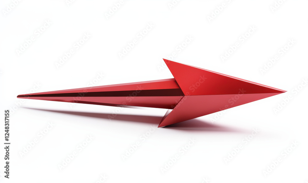 A red arrow with a white background