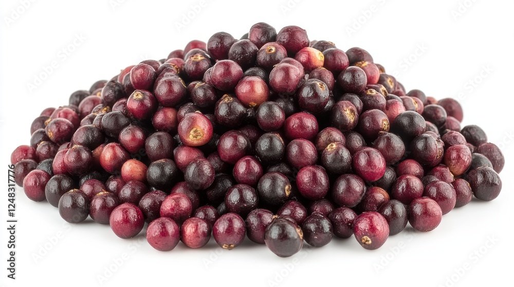 Fresh Natural Coffee Cherry Berries Piled on a White Background Fresh Natural Coffee Cherry Berries Piled on a White Background