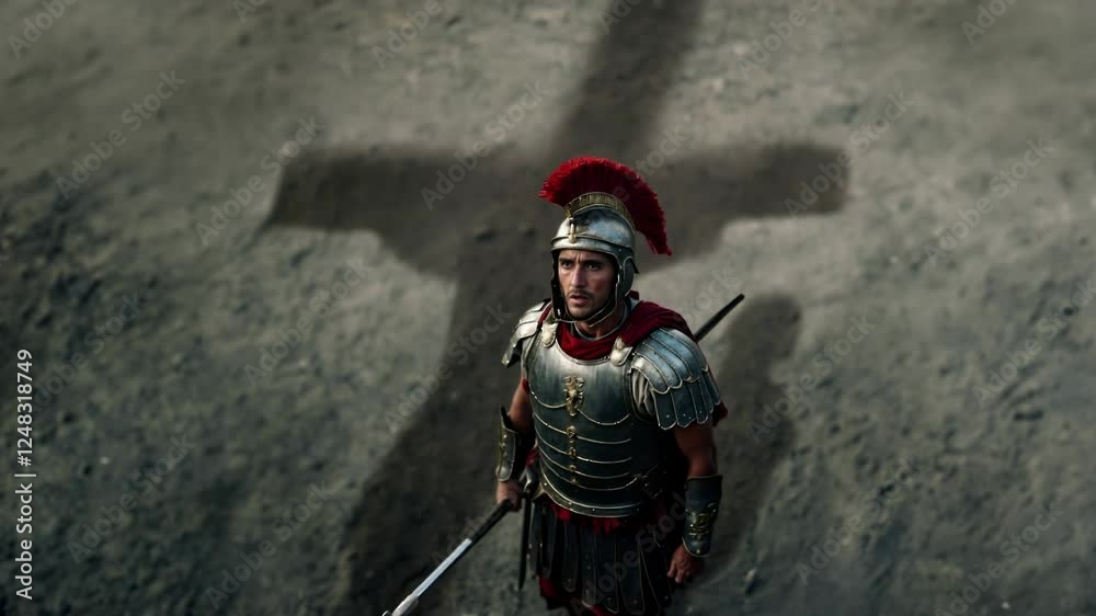 Roman Soldier Recognizing Jesus as the Son of God, 4k christian footage