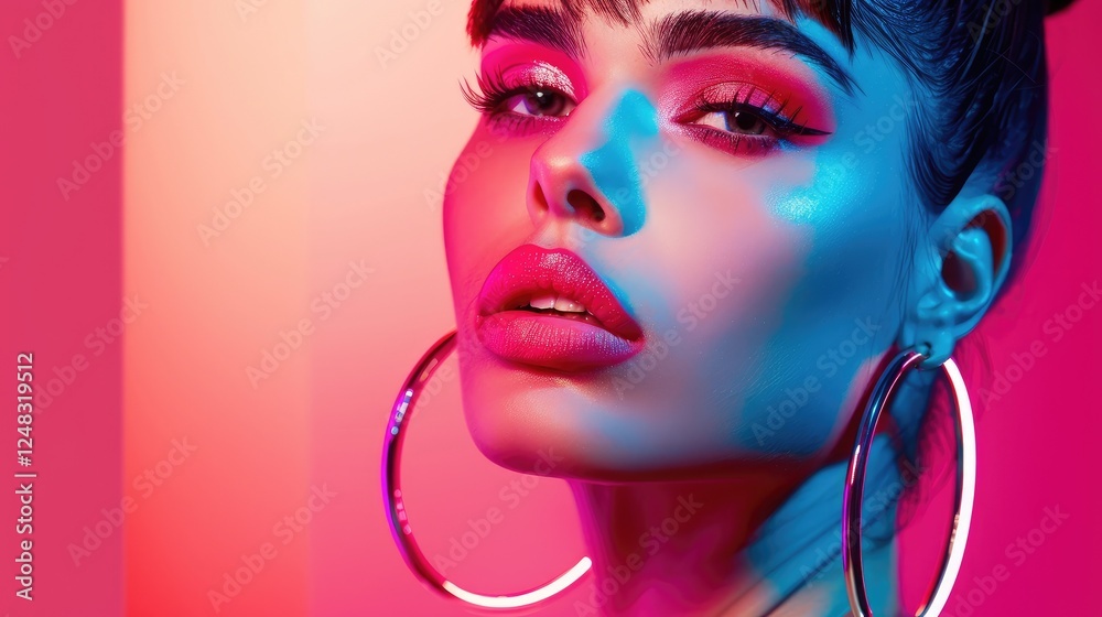 Charming Elegance With Glossy Lips And Hoop Earrings Charming Elegance With Glossy Lips And Hoop Earrings