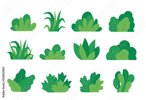 Green bush blossom. grass bush vector illustration	
