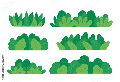 Green bush blossom. grass bush vector illustration	
