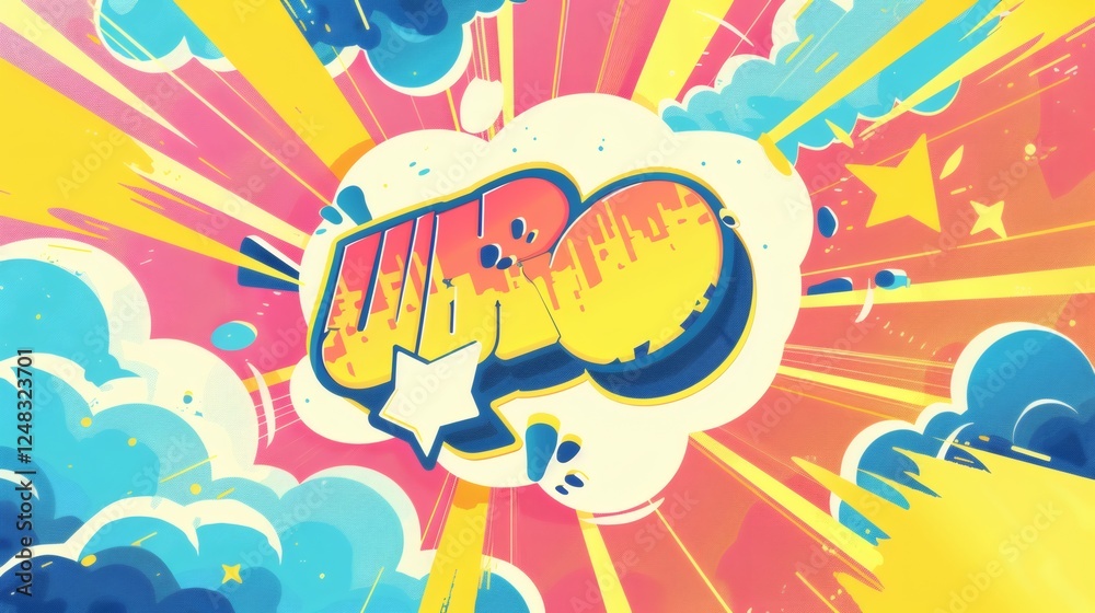 Naklejka premium Colorful Comic Style Art with Dynamic Elements and Vibrant Background