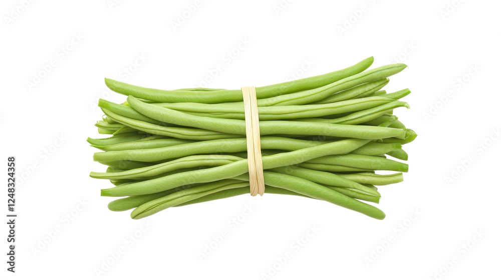 Fresh Green String Beans Bundled with Natural Twine on White Background, Perfect for Healthy Cooking or Vibrant Plant-Based Dishes Fresh Green String Beans Bundled with Natural Twine on White Background, Perfect for Healthy Cooking or Vibrant Plant-Based Dishes