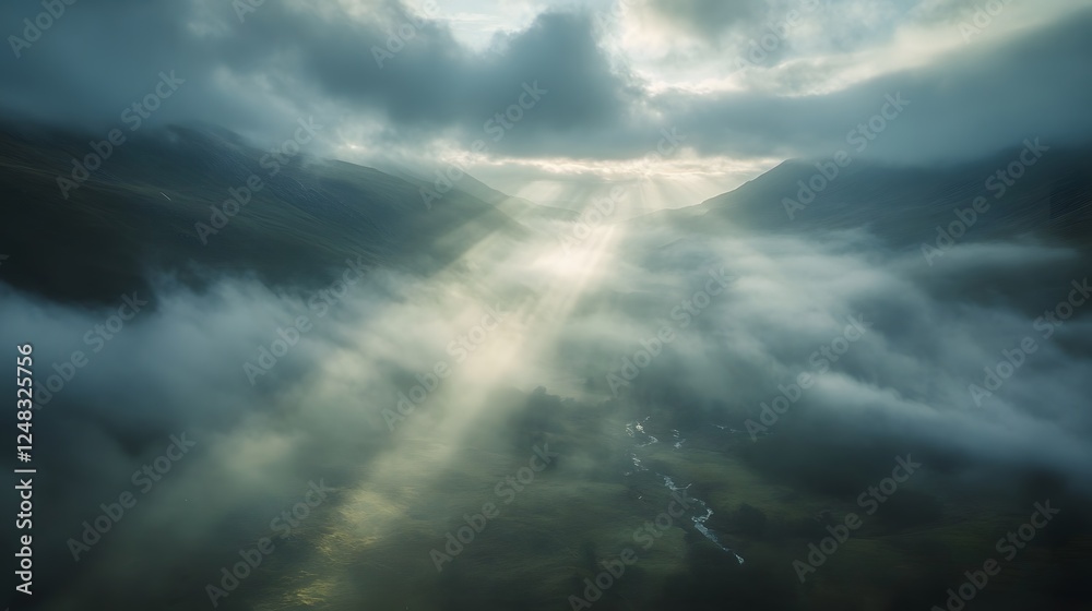 Dramatic sky over ocean, swirling clouds with sunlight breaking through, evokes a sense of wonder and tranquility. Dramatic sky over ocean, swirling clouds with sunlight breaking through, evokes a sense of wonder and tranquility.