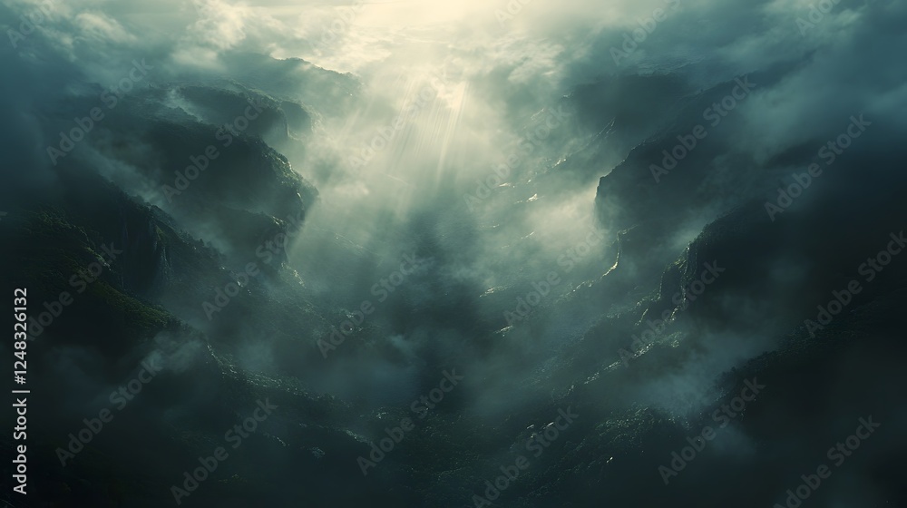 Mysterious swirling clouds, dark stormy sky with rays of light breaking through, evokes a sense of wonder and anticipation. Mysterious swirling clouds, dark stormy sky with rays of light breaking through, evokes a sense of wonder and anticipation.