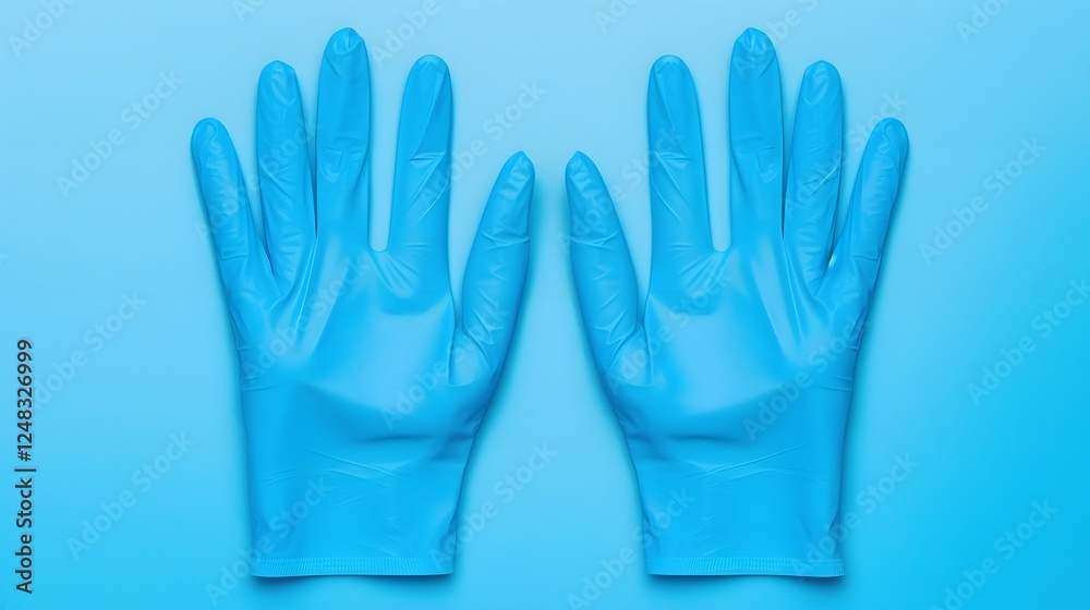 Obraz premium Latex free disposable medical gloves arranged in a neat organized pattern on a bright white surface This image represents the concept of hygiene sanitation and protection in a minimalist